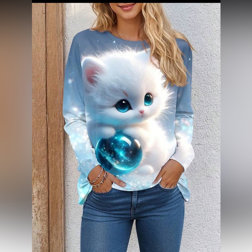 Cute Kitten Graphic Sweatshirt Sz 16 NWT or 2X